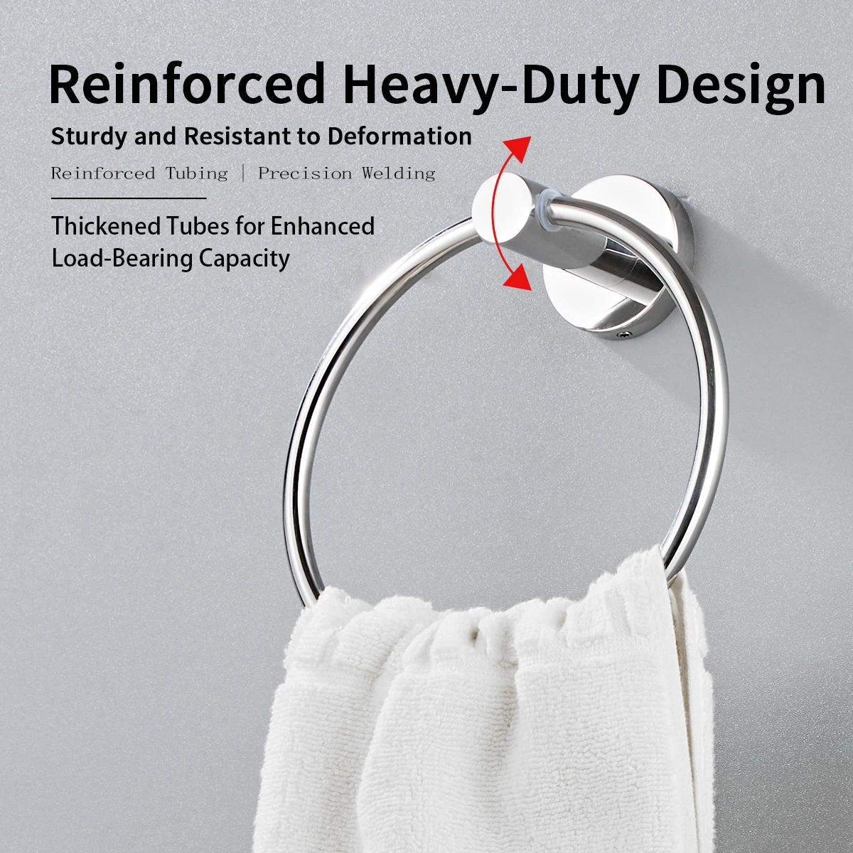 Bathroom 304 Stainless Steel Towel Ring Bathroom Hardware Pendant Towel Ring Towel Rack, Punched Installation, Brushed, Bright