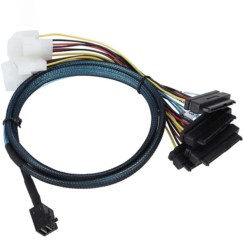 SFF-8643 To SFF-8482 Cable, Internal HD Mini SAS SFF8643 Host  4x29Pin SFF8482 Target Adapter Cord with SATA 15Pin Power0.5m1m