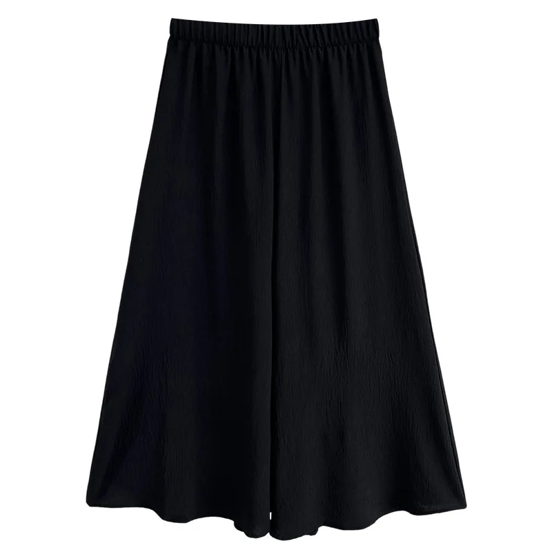 

Летняя юбка больших размеров, женские стильные легкие широкие брюки с высокой талией, 100 кг, повседневные брюки до щиколотки 850