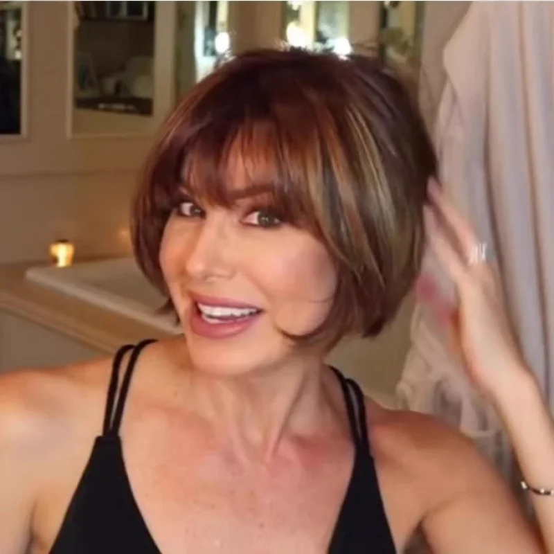 European and American for women, dark-colored short hair wigs