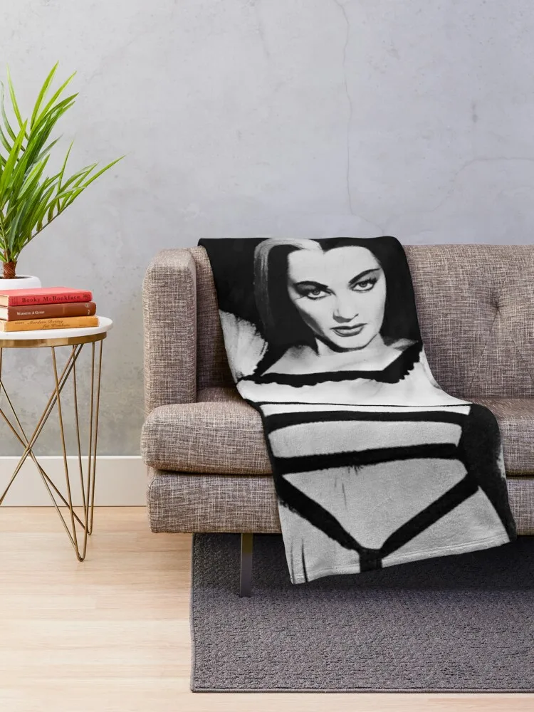 Lily Munster The Munsters Vintage retro Goth Gothic Vampira 1950s Horror Throw Blanket Loose Blanket