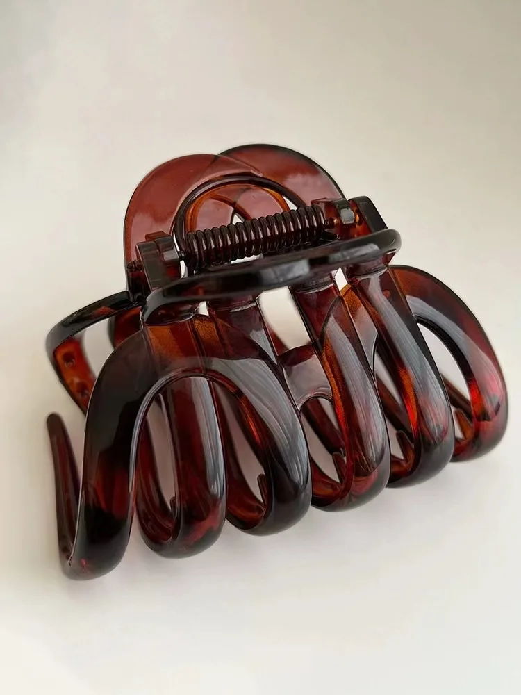 

Большой коготь для волос, корейский янтарь, заколка в виде тыквы и акулы, элегантный прическа для женщин