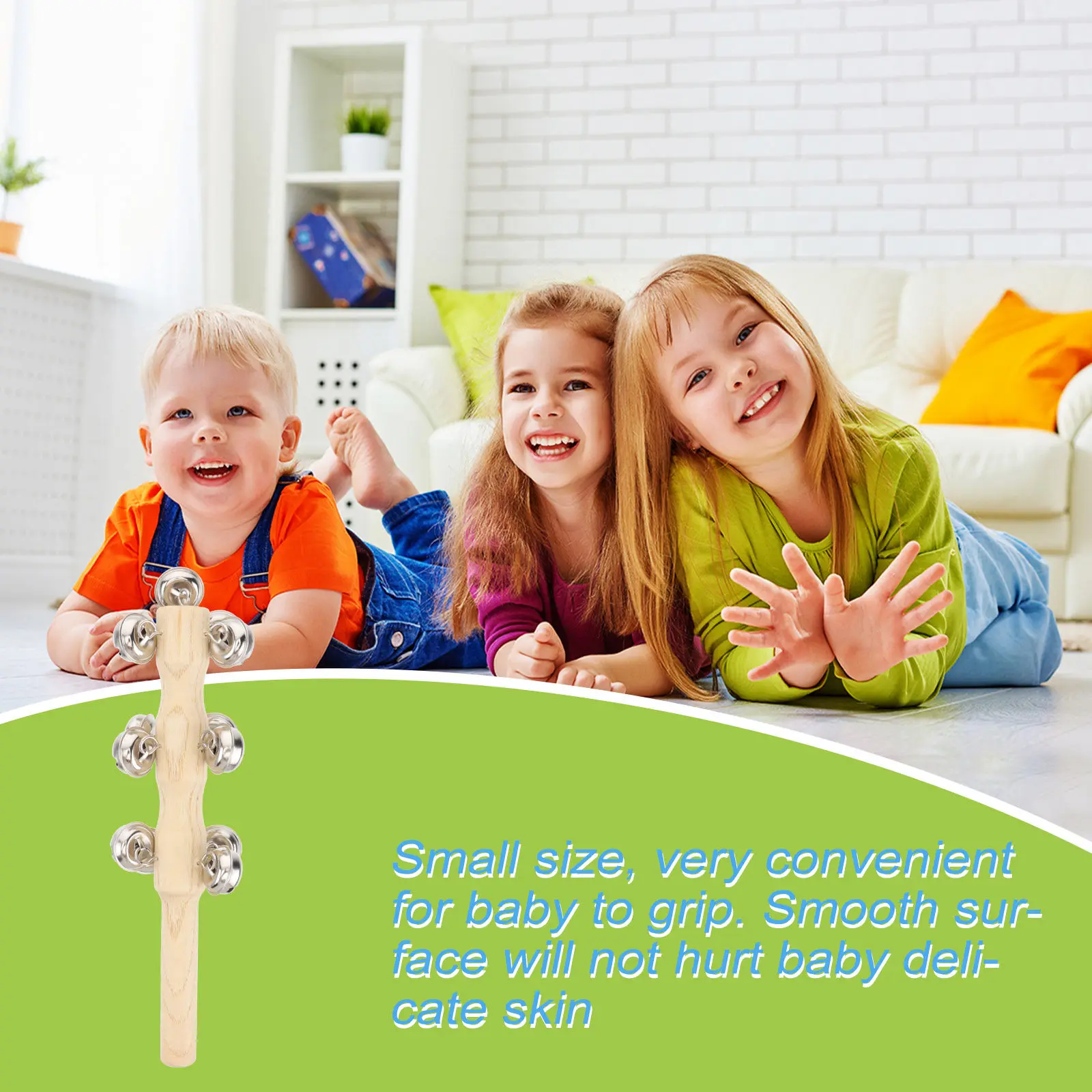 10 個木製ガラガラベビーハンドジングルベル滑らかな表面安全なグリップ感覚トレーニング早期音楽開発子供教育