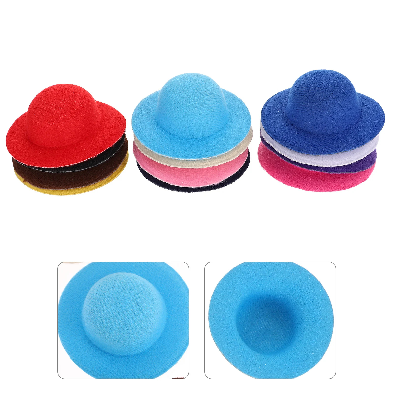 12 Pcs Puller Hat Caps Mini Hats for Crafts Miniature Hairpin Decorate Tiny Fabric