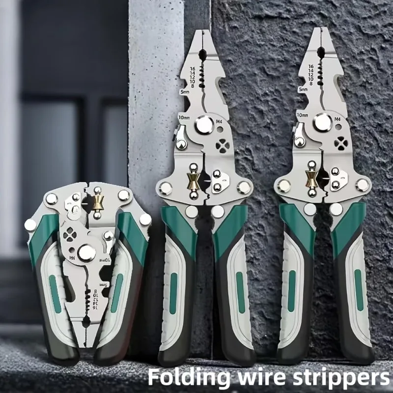 Faltbare 18-in-1 Abisolierzange Crimpzange Multifunktionszange Elektriker-Schere für DIY Schneiden Ziehen von Drähten und Kabeln – Detail 3