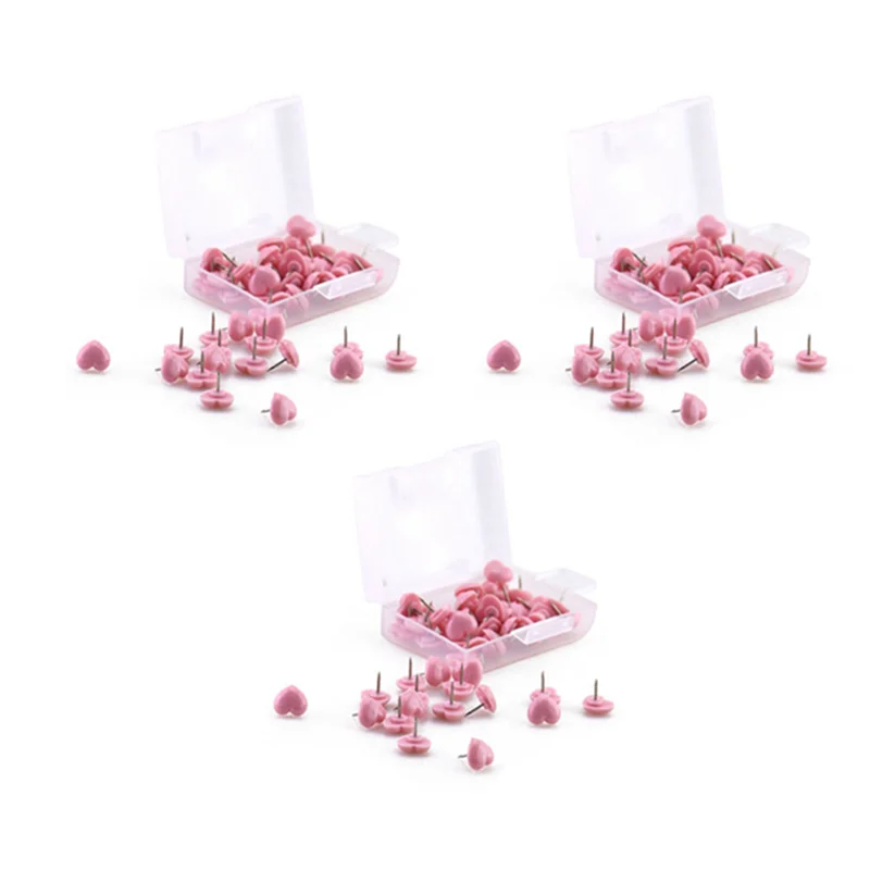รูปหัวใจ 150 ชิ้นพลาสติกคุณภาพ Cork Board ความปลอดภัยสี Push Pins Thumbtack สํานักงานโรงเรียนอุปกรณ์เสริมสีชมพู