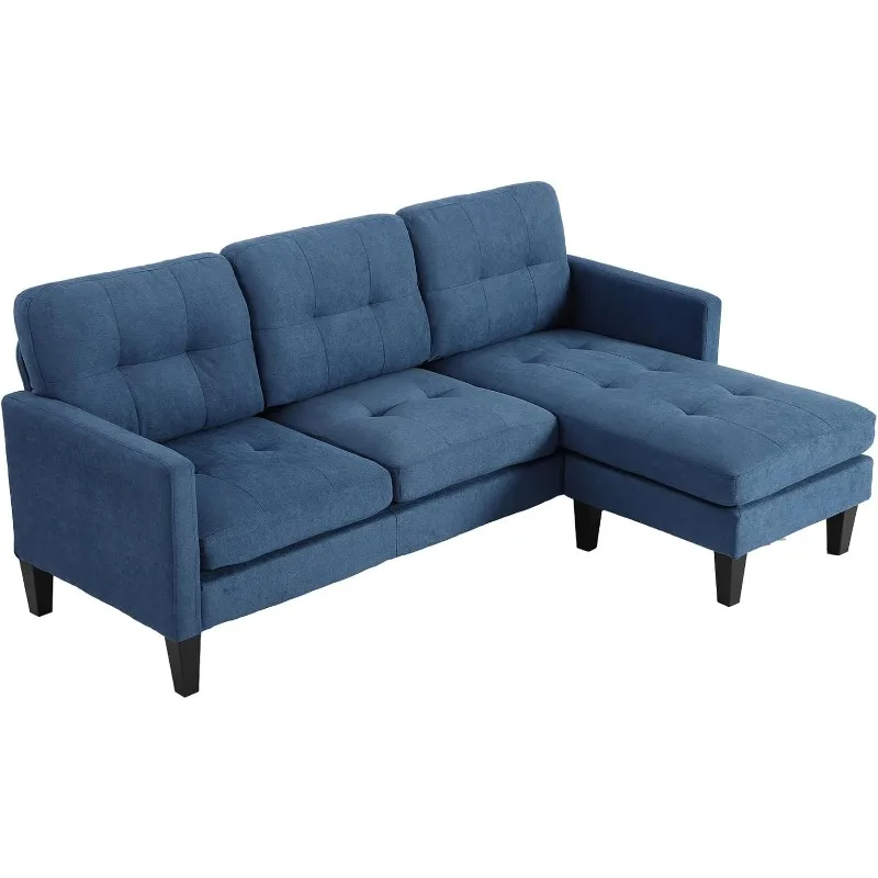 home.Small L Shaped Couch - Convertible Sectional Sofa With Reversible Chaise, Sleeper Sofa for Apartment Living Room, Blue