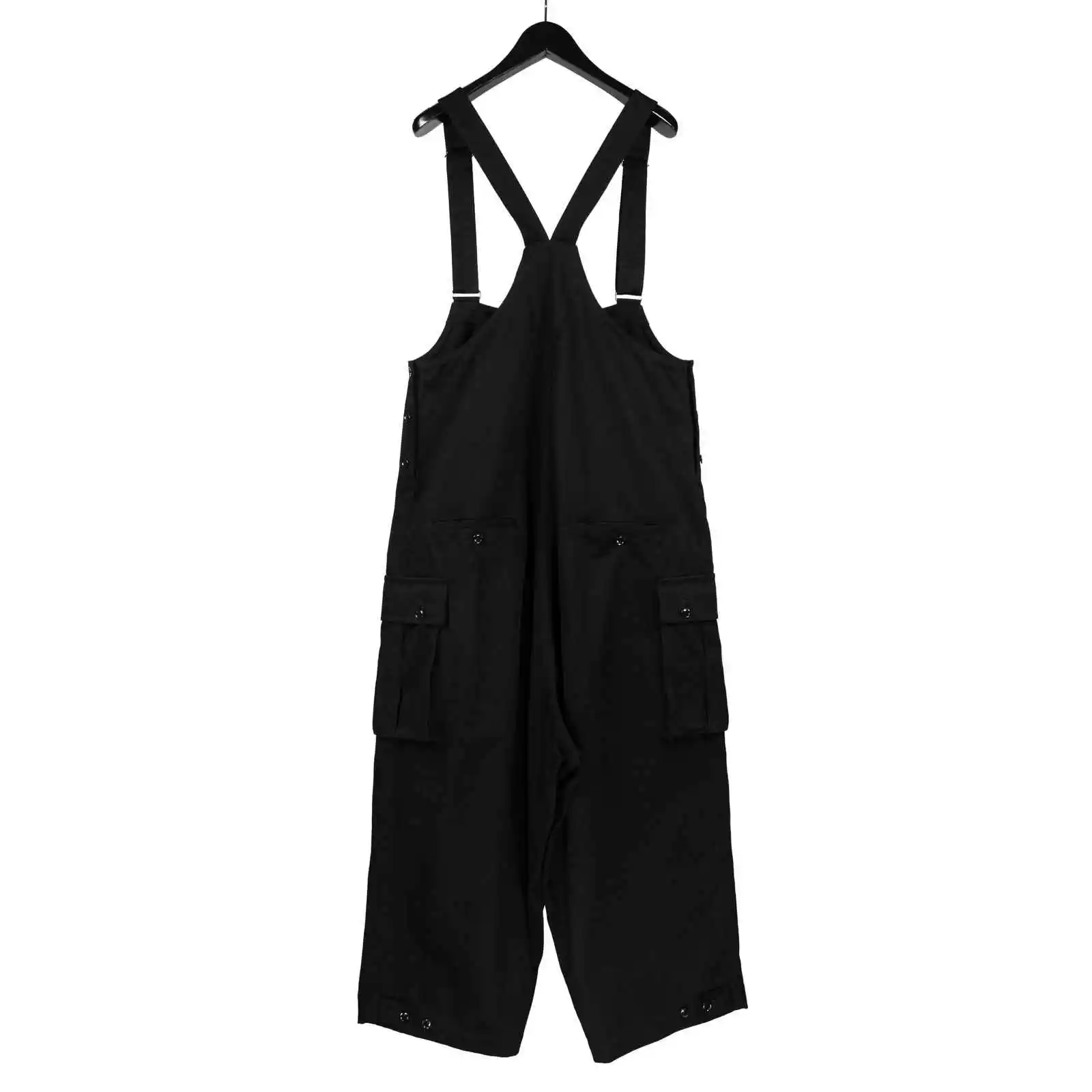 

33/5000 TOP-YAMAMOTO оригинальный дизайн мужской темно-черный свободный комбинезон и шерстяные повседневные брюки