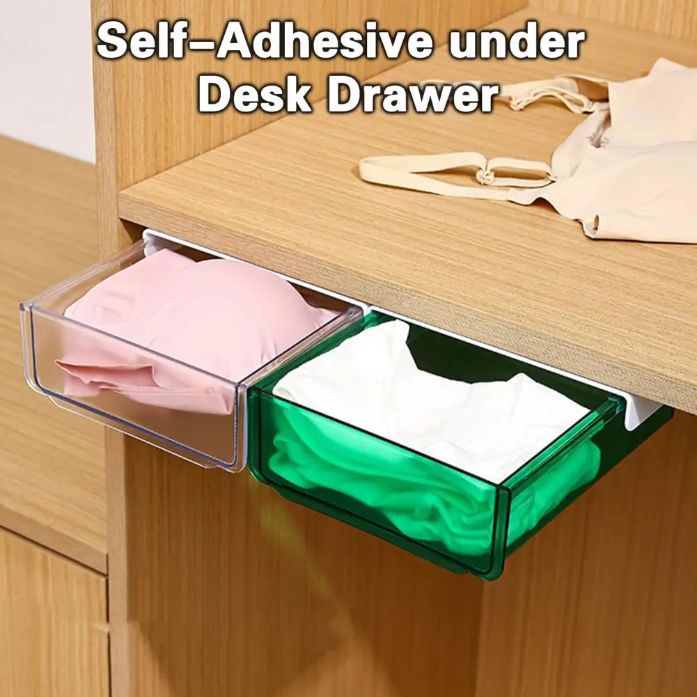 1 Set Practical under Desk Storage Box Plastic under Desk Drawer High Capacity Attachable Slide-out Drawer  Storage