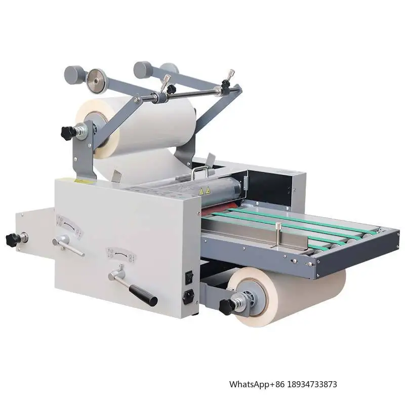 L389 Small Automatic Multifunctional Sticker Thermal Bopp Pvc Film Laminating Machine with Auto Wind Collection Function