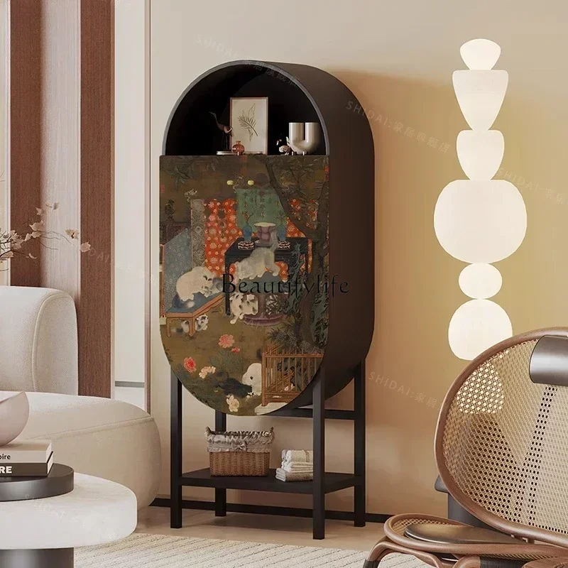 

ls 42French retro dining side cabinet wine cabinet living room wall storage storage integrated cabinet locker