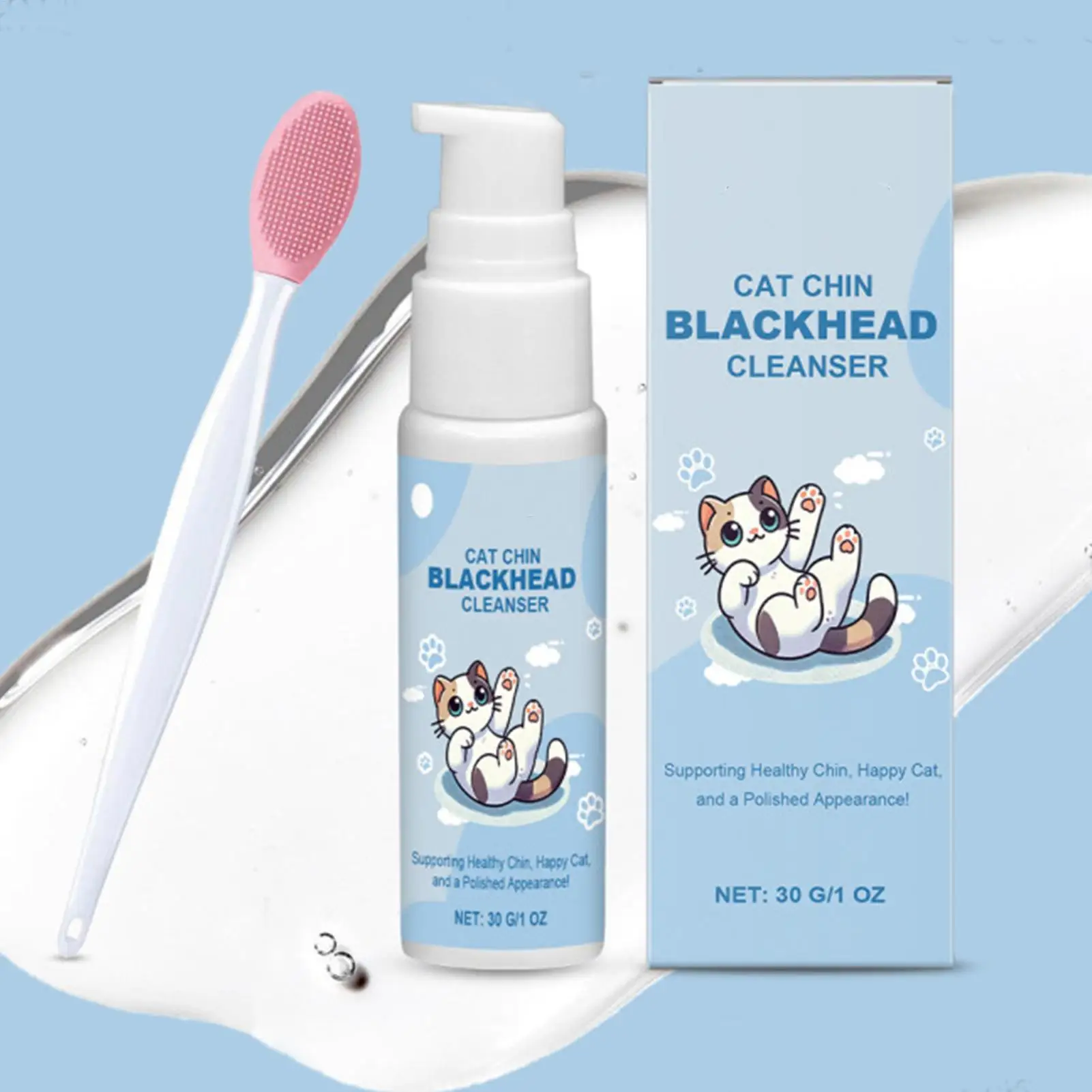 30g Pet Chin Cleaner Blackhead Cleaning Lotion Pet Chin Acne Care Brush Grooming Supplies Tooth Stain Remover For Dogs Cats