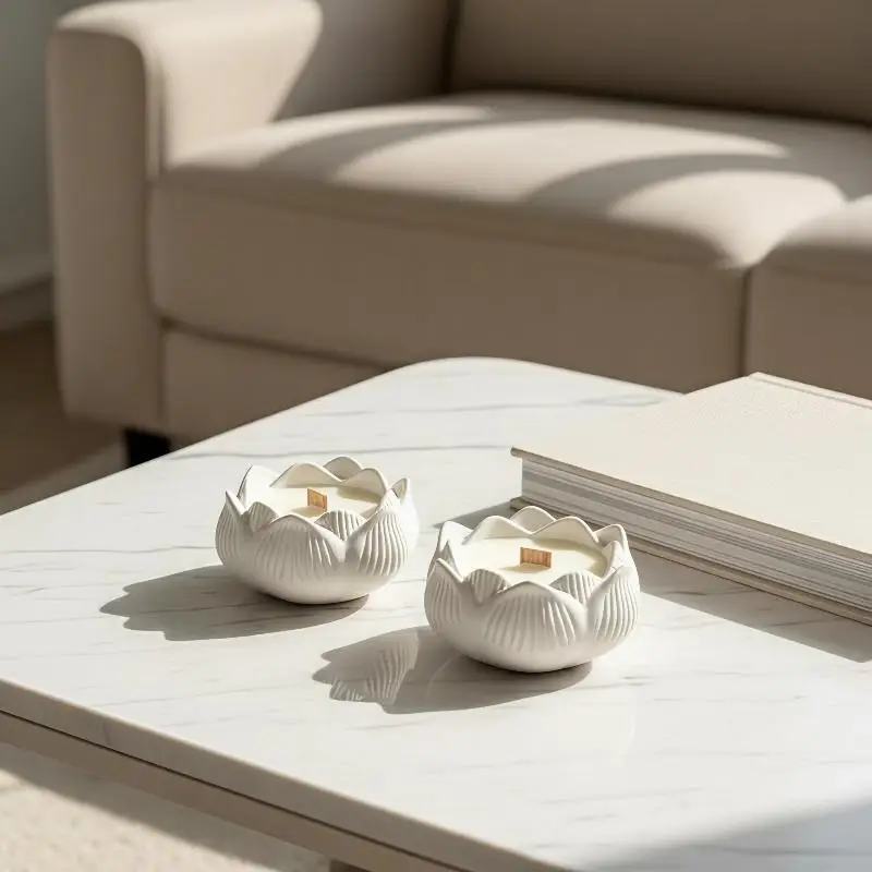 Lotus Candlestick Silicone Mold DIY Handmade Storage Box Plaster Concrete Resin Candle Holder Craft Casting Molds Home Decor