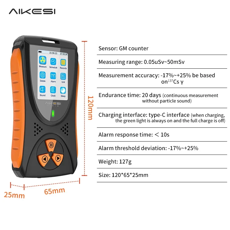 Geiger Counter Nuclear Radiation Detector Color Display Screen Personal Dosimeter Detectors Beta Gamma X-Ray Tester