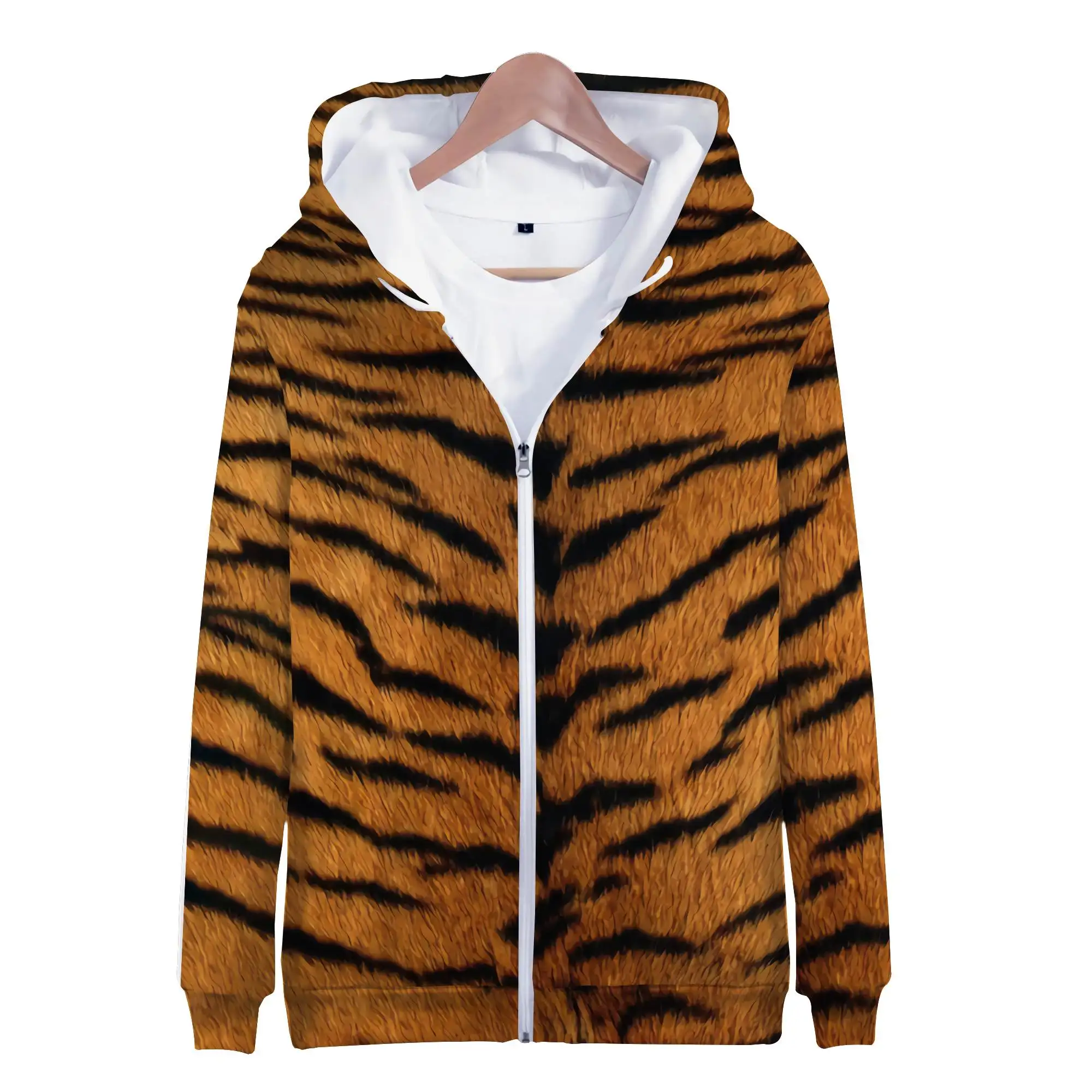 Hoodies Tiger Skin Leopard 3D Print Zipper Sweatshirts Boy Girl Sweatshirt Kids Fashion Oversized Hoodie Coat Children Tracksuit