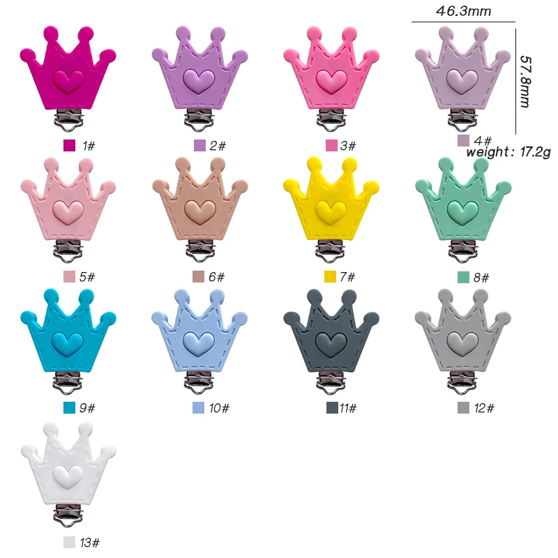 3pcs Silicone Crown Pacifier Clip Pacifier Chain Holder Soother Nursing Clips BPA Free Pacifier Chain Accessories