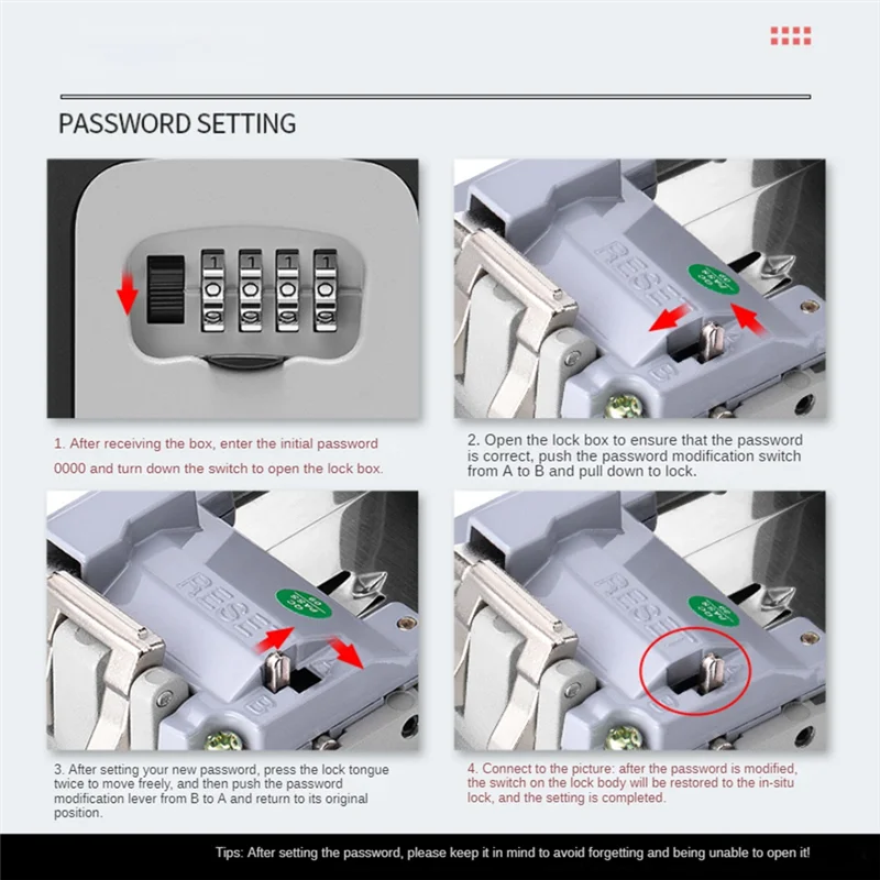 

AEE4-Настенный замок для ключей, 4-позиционный уличный кодовый замок, ключи от дома, безопасный замок для хранения ключей