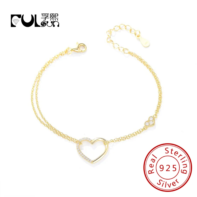 

fashion double heart bracelet 925 sterling silver luxury mother's love gift bracelet