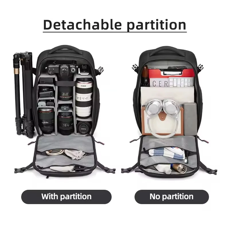 Men Travel Professional SLR Camera Backpack with Tripod Bracket Detachable into Drone Backpack Hiking  Laptop Backpack