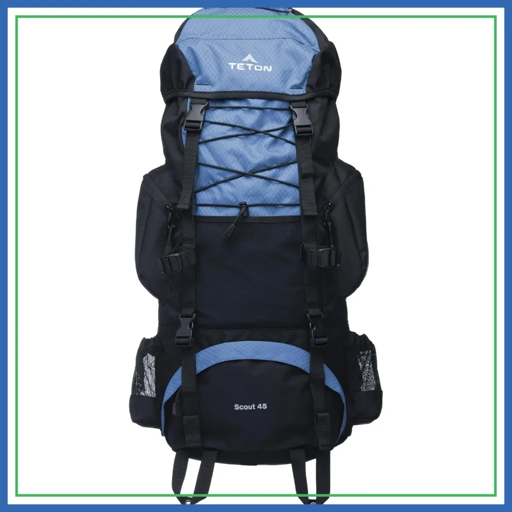 

45L Internal Frame Backpack for Hiking, Camping, Backpacking, Rain Cover Included
