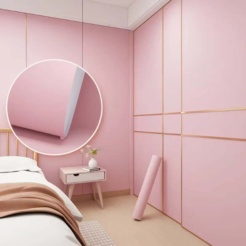 1 Roll of Macaron-Colored Self-Adhesive Waterproof and Stain-Resistant Wallpaper for Bedroom and Living Room Decoration
