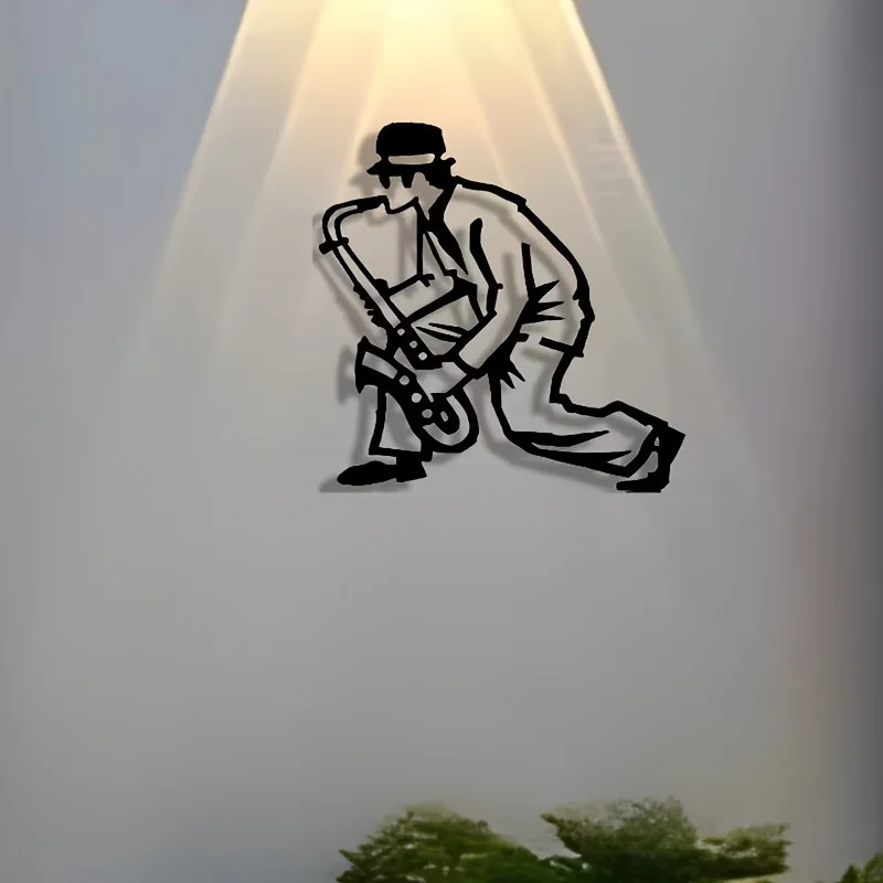 Brand Saxophone Metal Wall Art Rustproof Iron Statue Mural Decor Office Living Room Bedroom Music Lovers