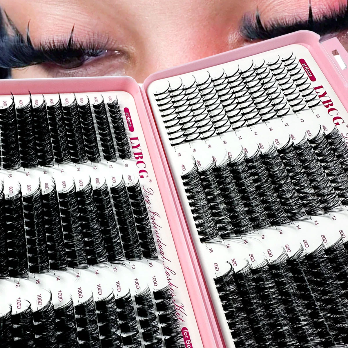 Spikes Lash Individuals Cluster per ciglia voluminose D-Curly Cluster per ciglia Kit 10-20MM Estensioni ciglia fai da te, 6 stili Cluster per ciglia