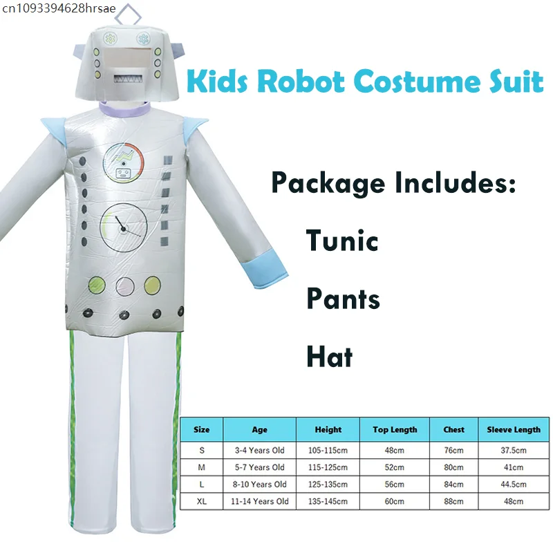 2025 New Arrival Silver Boy Bot Dress Up Halloween Costumes Girl Kids Robot Costume - Image 6