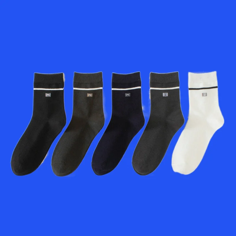 5/10 Pairs Cotton Socks Deodorant Sweat-absorbent Suit Black 2024 Thick Socks Men's Socks Autumn and Winter Men's Mid-tube Socks