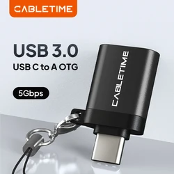 CABLETIME Type C OTG Adapter to USB3.0 A Sync data Charging Converter for USB C Mobile phone Huawei Mate30 LG Oneplus 8T C367