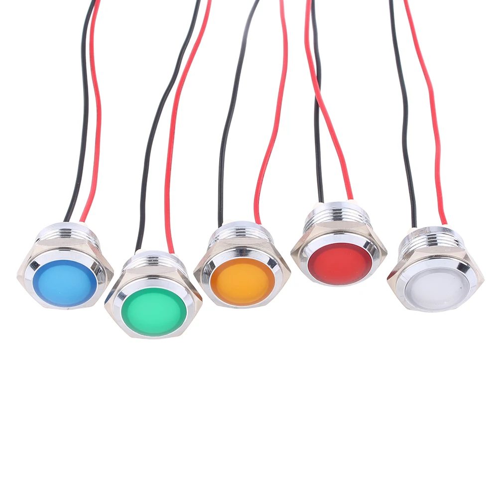 LED Metal Indicator light 16mm waterproof Signal lamp LIGHT 3V 6V 12V 24V 220v screw connect red yellow blue white 16ZSD.QX.X