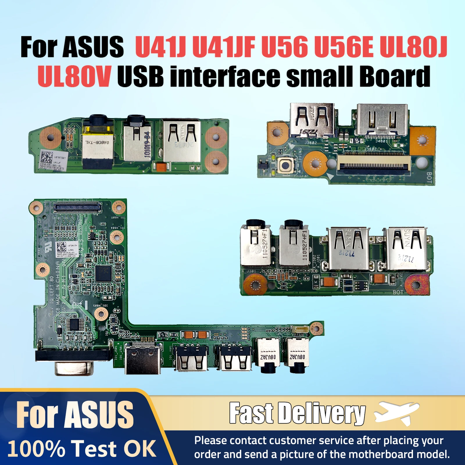 

For ASUS U41J U41JF U56 U56E UL80J UL80V Q400A U47VC U47A Laptop USB interface small Board 100% Tested Fast Ship