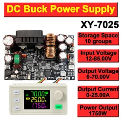 XY7025 Buck Converter CC CV Voltage and Current Step-Down Module 70V/25A/1750W CNC Adjustable Regulated Stabilized Power Supply