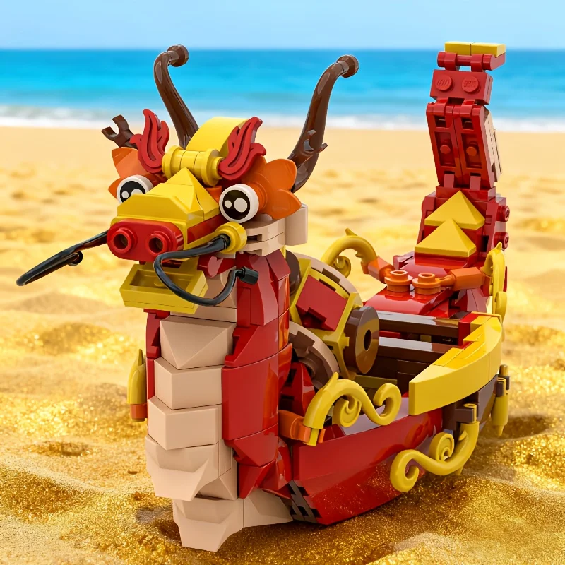 

Loong Boat Splicing Building Blocks - Small Particle Educational Toy for Home Desktop Festive Decor Ideal Gift for Adults & Kids