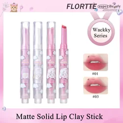 FLORTTE Matte Lipstick Solid Velvet Lip Mud  Creamy Texture Mist Face Fine Lip Glaze Cheek Blusher Applicator