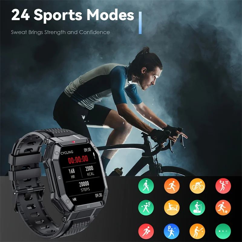 Smart Watch K55 Outdoor Sports Bluetooth Call All Day Health Monitoring Heart Rate Blood Pressure New Wrist Watch