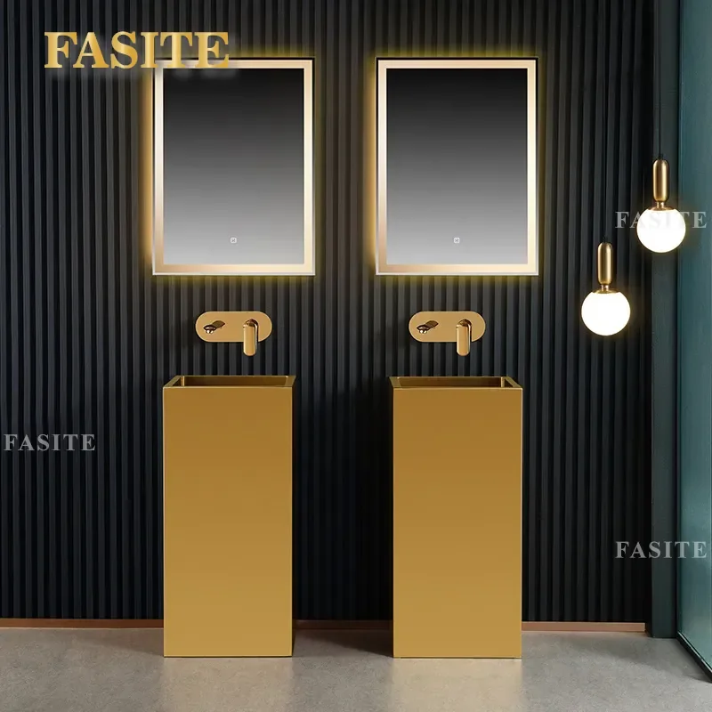 gold 304 stainless steel column basin integrated floor to ceiling washbasin bar KTV column basin washbasin