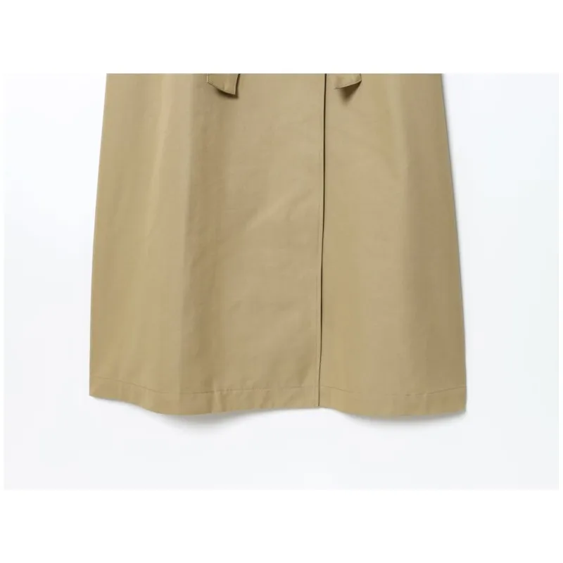 เสื้อโค้ทยาวผู้หญิงแบบมีเข็มขัด กระดุมสองแถว แขนยาว ปกเสื้อแบบปกเชิ้ต เสื้อกันลมผู้หญิง เสื้อคลุมผู้หญิง