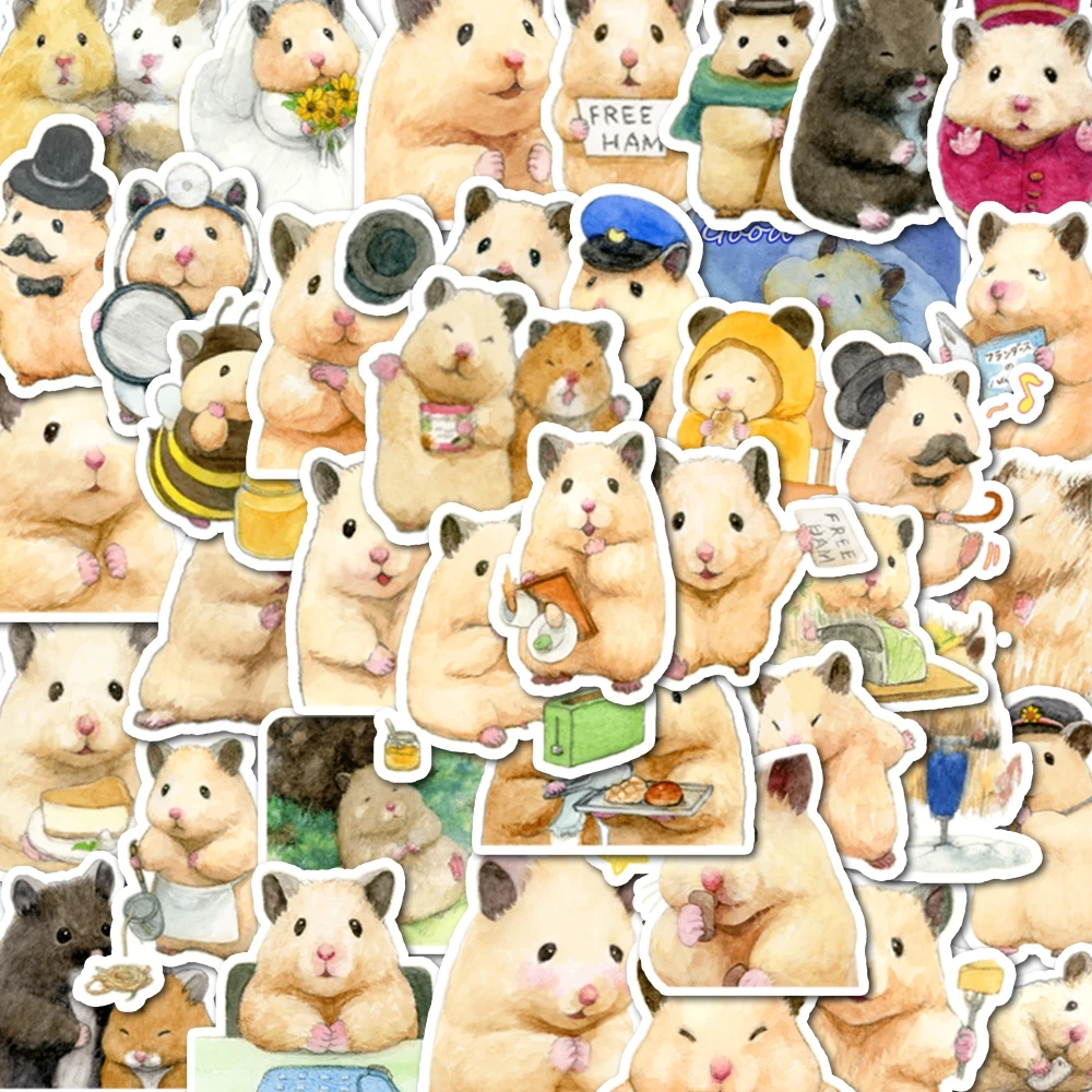 40pcs Little Hamster Stickers Can Be Used To Decorate Phone Cases,Helmets,Water Bottles,Luggage,Refrigerators,Etc., Self-Pasting