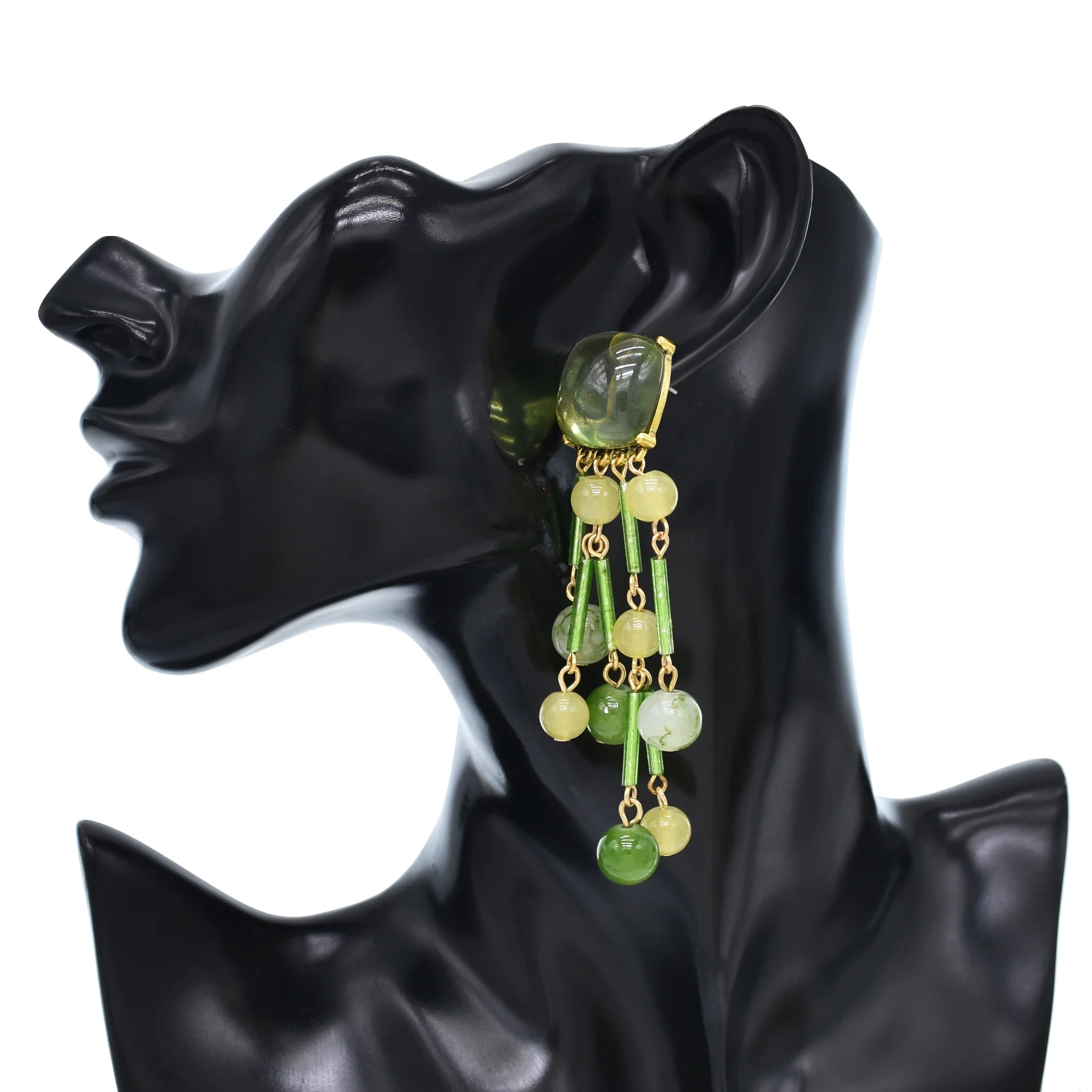 Bohojewelry Store New best-selling Fashion Long Tassel Dangle Earrings Green Yellow Crystal for Women Jewelry Accessories