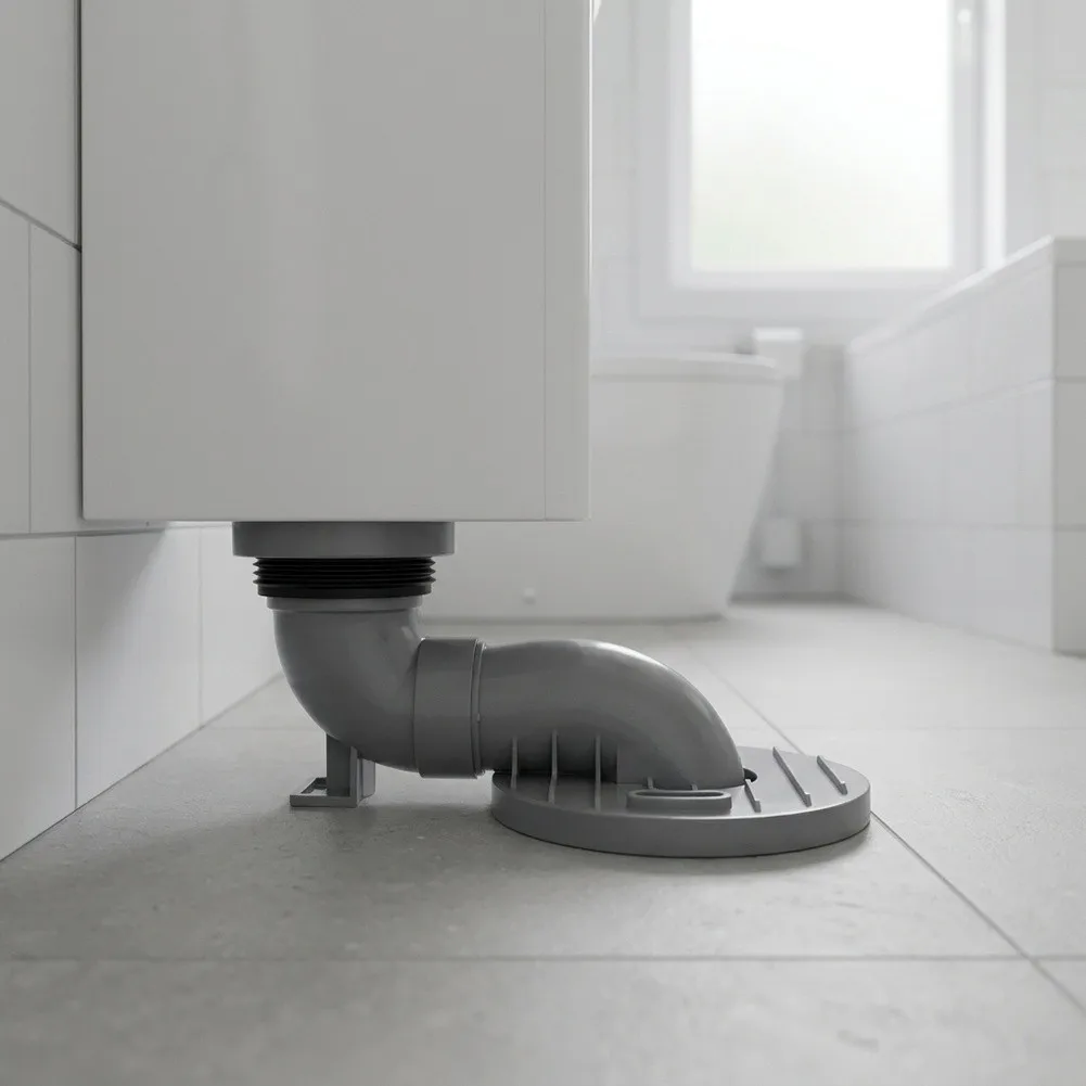 Siphon Displacement Fitting for Toilet Seats with Adjustable Length Capability for Broad Drain Pipe Compatibility