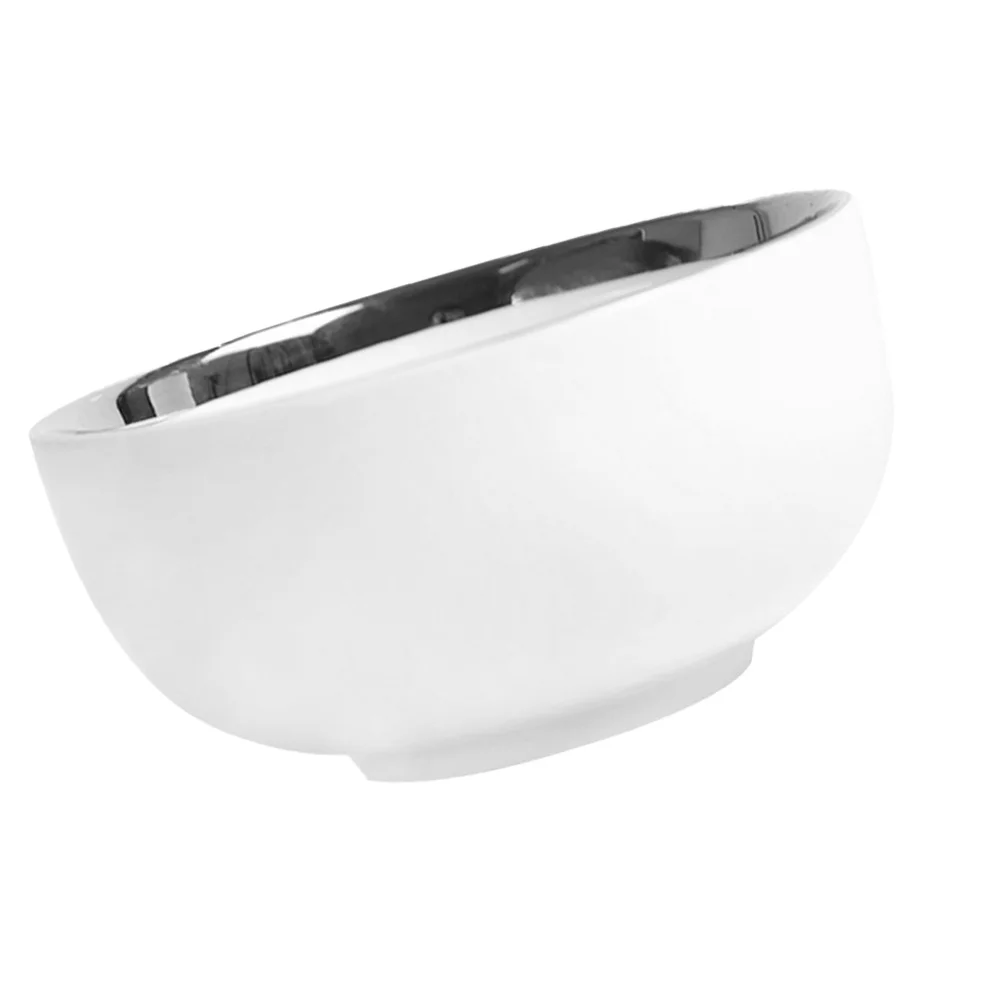 

1Pcs 400ml White Ceramic Bowl Golden Rimmed Round Porcelain Dish for Salad Noodles Household Use Household Bowl