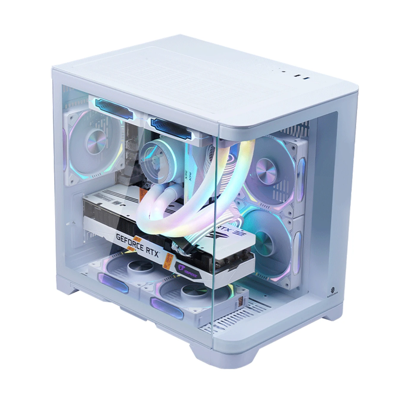 WJCOOLMAN Sky Ceiling MINI curved glass sea-view room computer case supports MATX motherboard and 240 water cooling