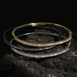 TrendMen Trendy Round Zirconia Tennis Bangles For Men Women Fashion Gold Color Crystal Wristlet Jewelry Gifts Party Bracelets