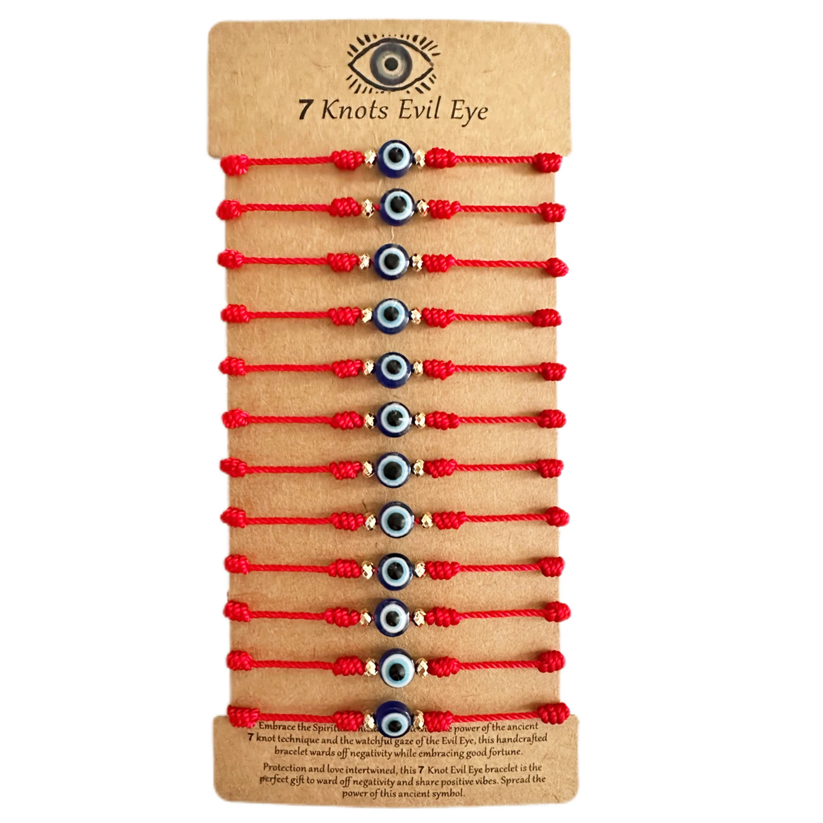 Evil Eye Protection Bracelet Set, 12 Pack Adjustable Red 7 K