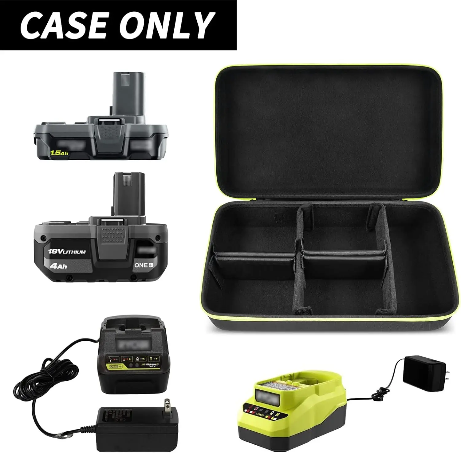 Case Compatible with Ryobi ONE+ 18V Lithium-Ion 4.0/ 3.5/ 3.0/ 2.0/ 1.5 Ah Compact Battery. Storage Carrying Holder