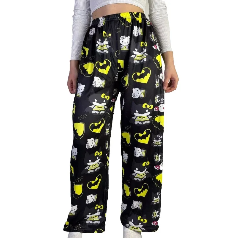 Y2K Oversized Cartoon Cosplay Pajama Pants Men Women Fashion Cartoon Print Wide Leg Casual Home Sleepwear Loungewear
