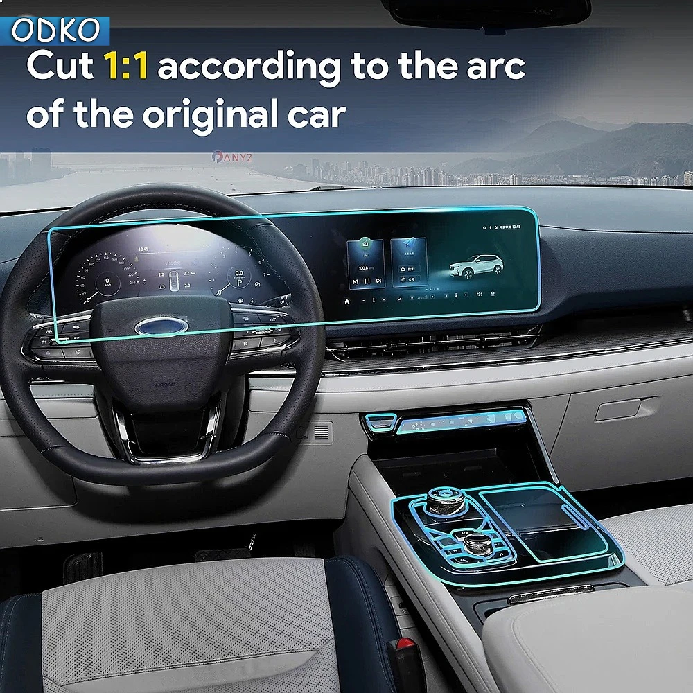 Equator Sport Car TPU Protective Interior Film for Ford Territory 2024 2025 Anti-scratch Center Console Screen Accessories