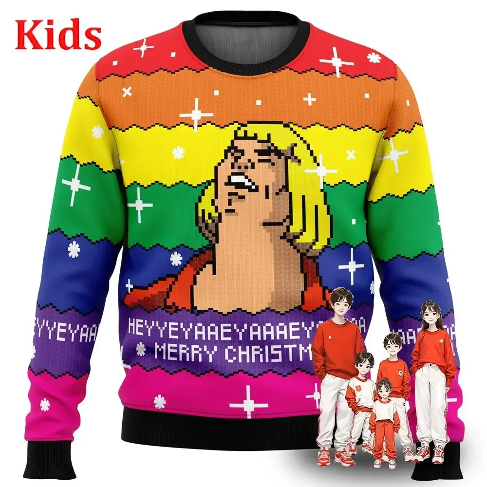 HEYYEYA HE-MAN Ugly Christmas Sweater Christmas Sweater Gift Santa Claus Pullover Kids 3D Sweatshirt And Top Autumn And Winter