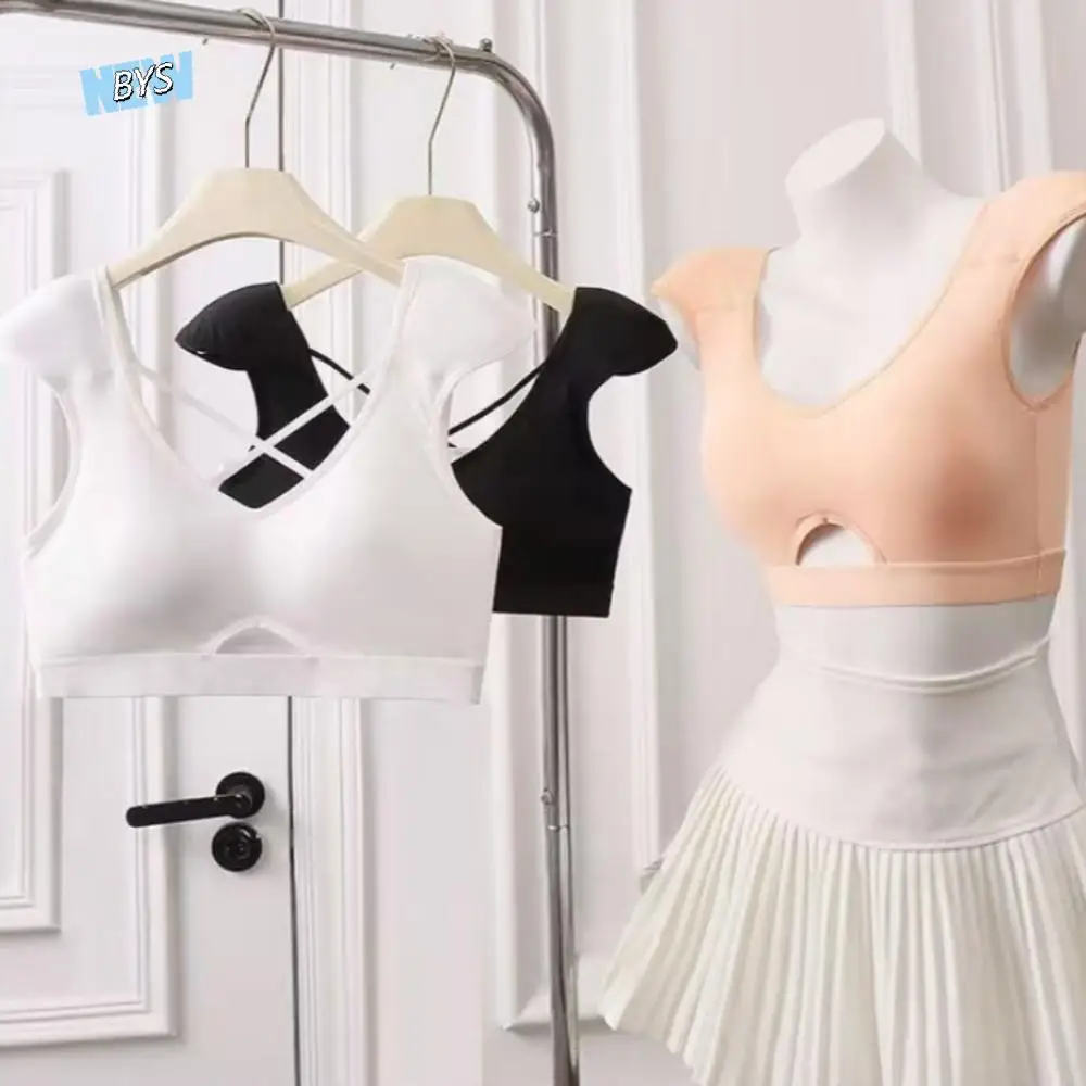 

Invisible Right-angled Shoulder Underwear Deep V Seamless Wireless Bra Lingerie Cross Straps Shoulder Pad Bra Girls Shapewear